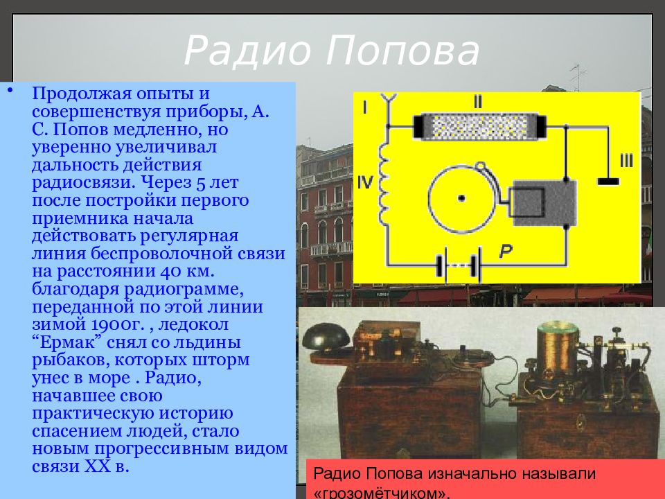 Схема первого радиоприемника попова