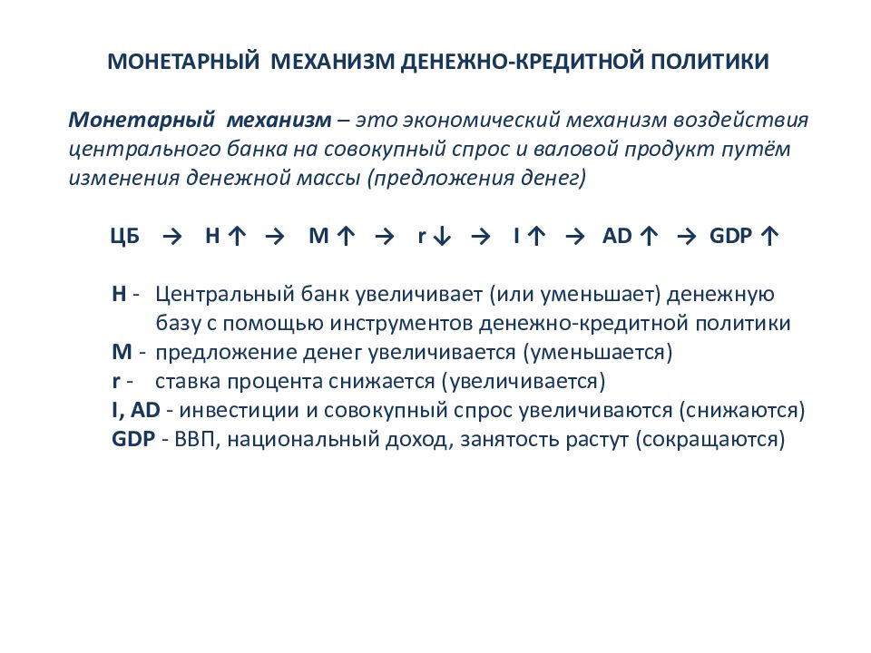 Основы денежно кредитное регулирование