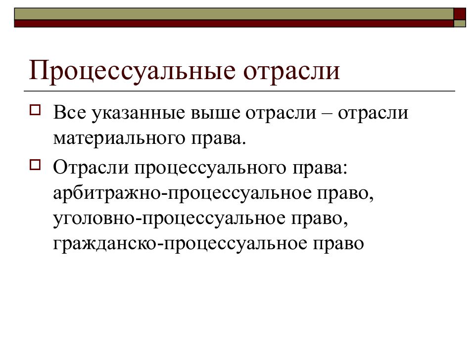 Составьте таблицу отраслей материального и процессуального права