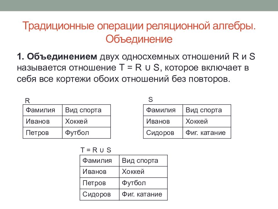 Операция объединения. Операция вычитания в реляционной алгебре. Объединение реляционная Алгебра таблицы. Деление отношений реляционная Алгебра. Деление таблиц реляционная Алгебра.