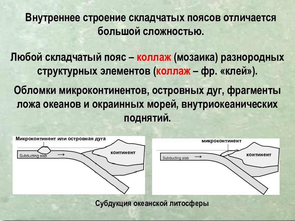 Складчатые структуры. Строение складчатых поясов. Внутреннее строение складчатых поясов. Островная дуга-Континент. Строение описание складчатого пояса.