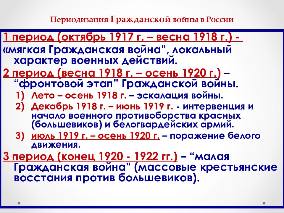 Период октябрь. Периодизация гражданской войны 1918. 1918 - 1922 Г. - Гражданская война в России. Современная периодизация гражданской войны в России 1917-1922. Периодизация гражданской войны 1917.