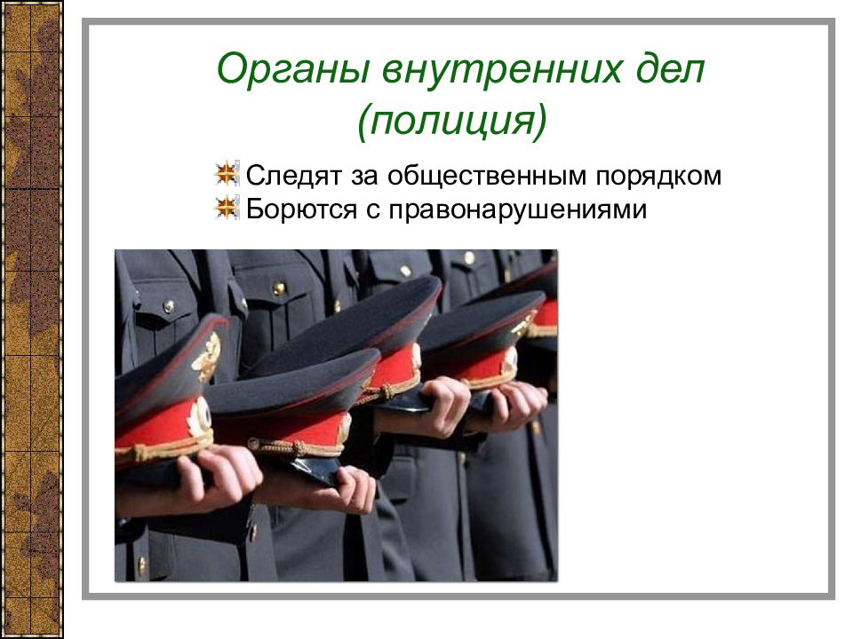 Органы внутренних дел в годы. Органы внутренних дел. Общественный порядок примеры. Следят за общественным порядком, борются с правонарушениями. Органы полиции презентация.