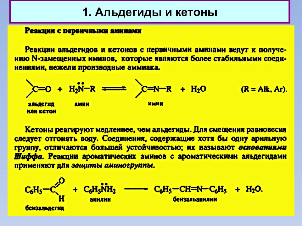 С чем реагируют амины. Реакция Аминов с альдегидами и кетонами. Реакция альдегидов и кетонов с аминами. Реакция альдегидов с первичными аминами. Кетоны с аминами.