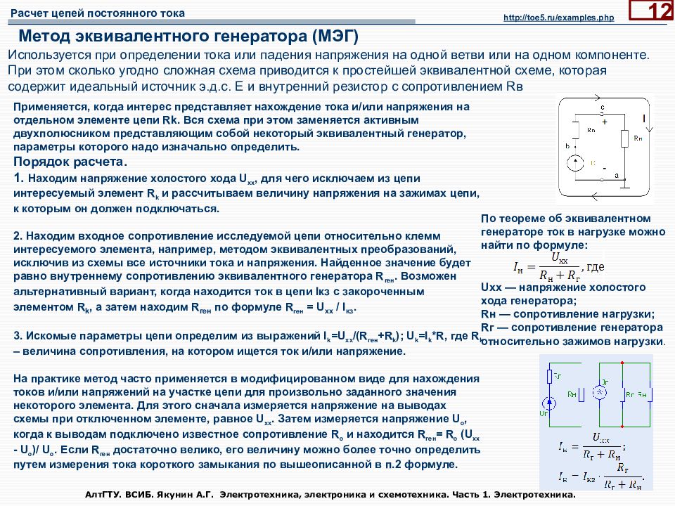 Метод эквивалентного генератора