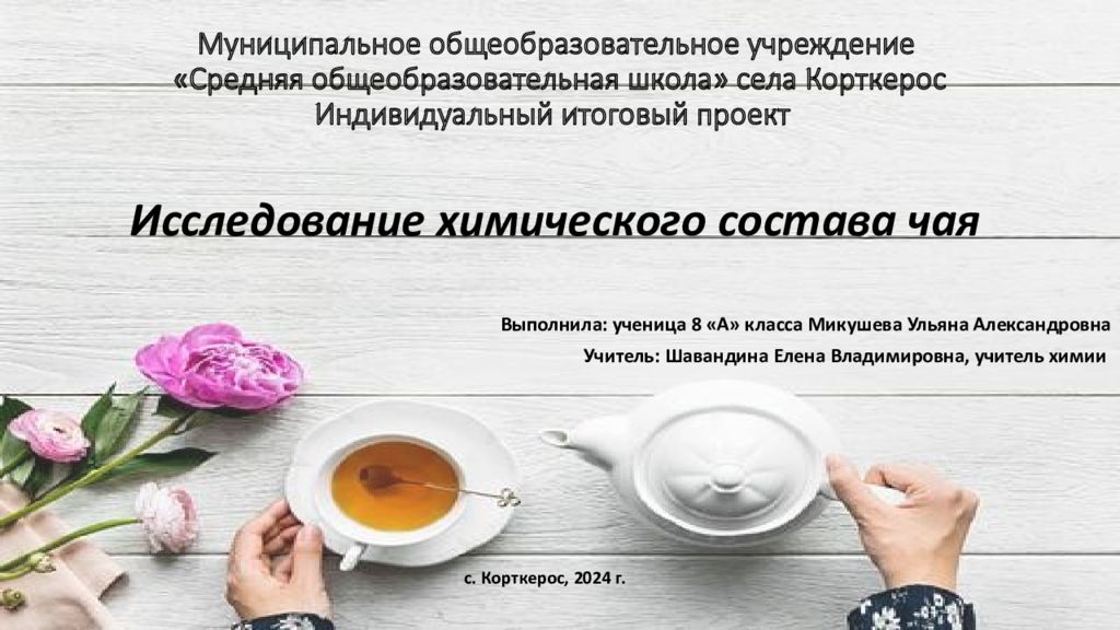 Муниципальное общеобразовательное учреждение «Средняя общеобразовательная школа» села Корткерос Индивидуальный итоговый проект