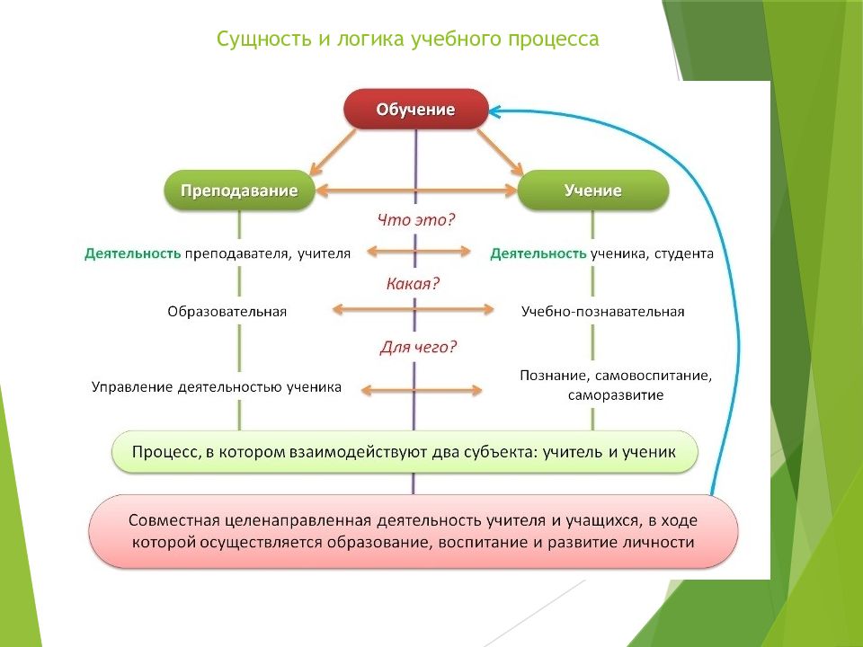 Процесс обучения включает