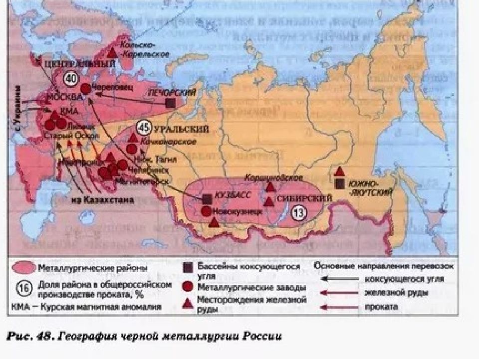 Карта металлургических комбинатов россии