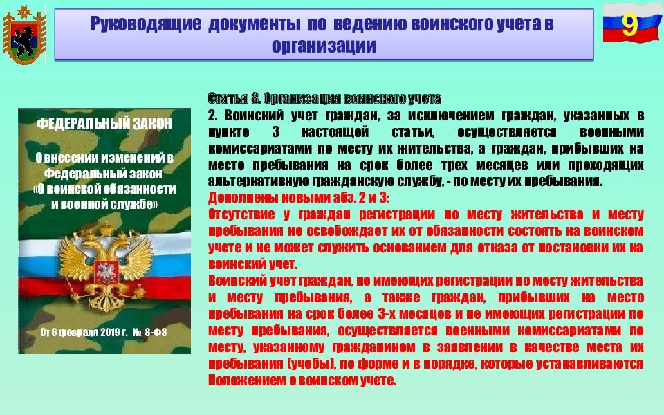 Образцы документов используемых в работе по воинскому учету и бронированию