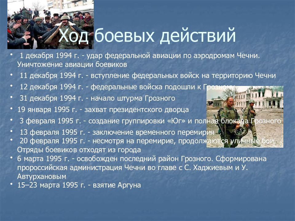 Указ о боевых действиях. Ход Чеченской войны 1994-1996. Участники Чеченской войны.