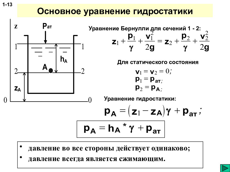 Основное уравнение гидростатики. Гидростатика основное уравнение гидростатики. Основное уравнение гидростатического давления. Основное уравнение гидростатики для сжимаемой жидкости. 2. Основное уравнение гидростатики.