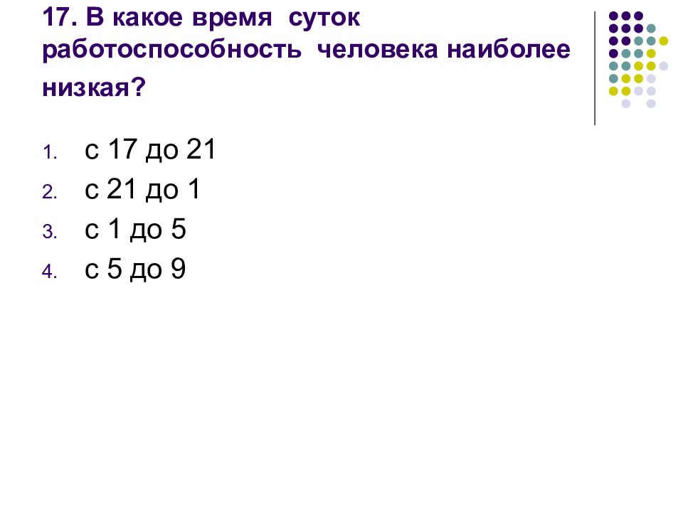 В какое время суток работоспособность человека