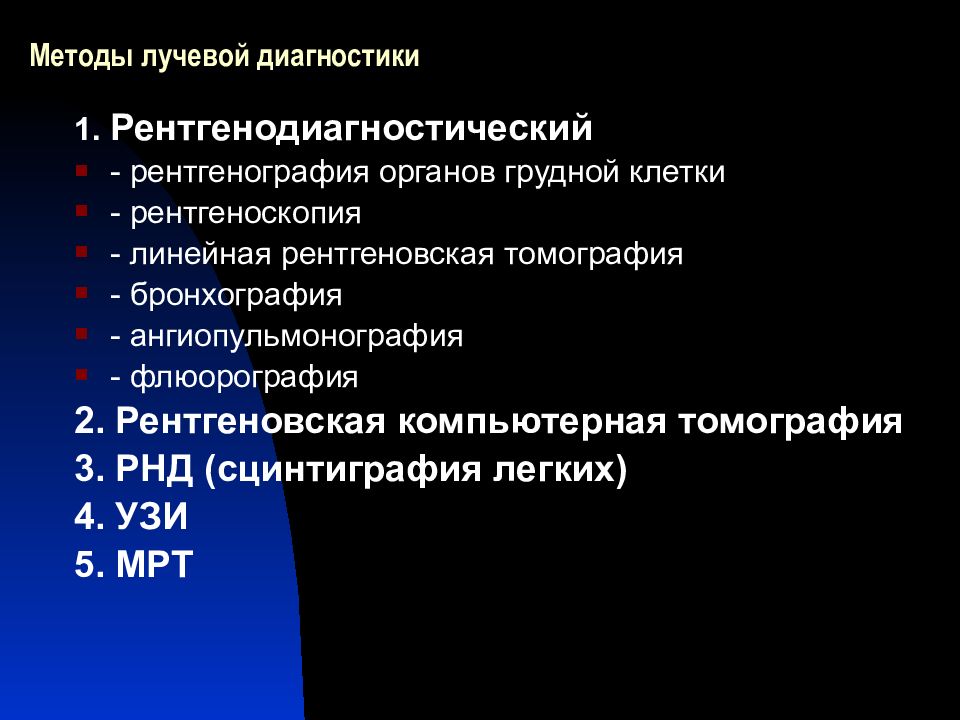 Методы лучевой диагностики органов дыхания презентация