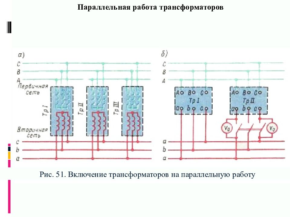 Схема параллельного включения трансформаторов