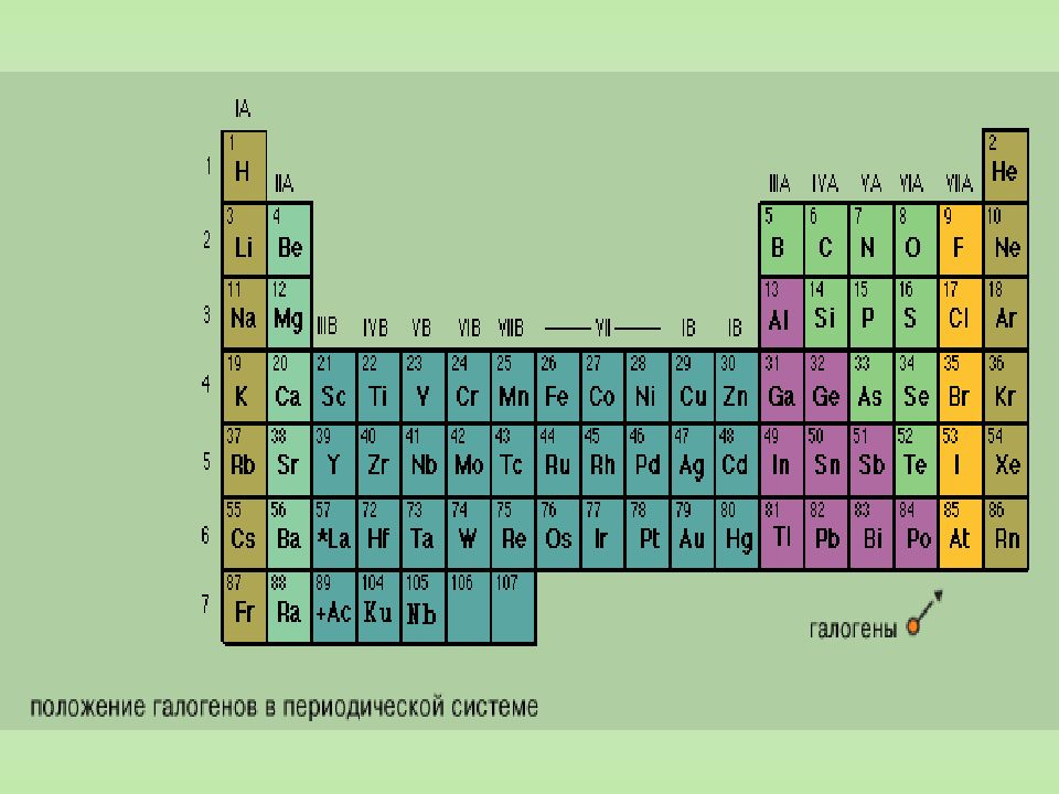 Галогены в периодической системе. Галогены в таблице Менделеева. Галогены в переводческой системе. Галогены это элементы группы. Положение галогенов в периодической системе.