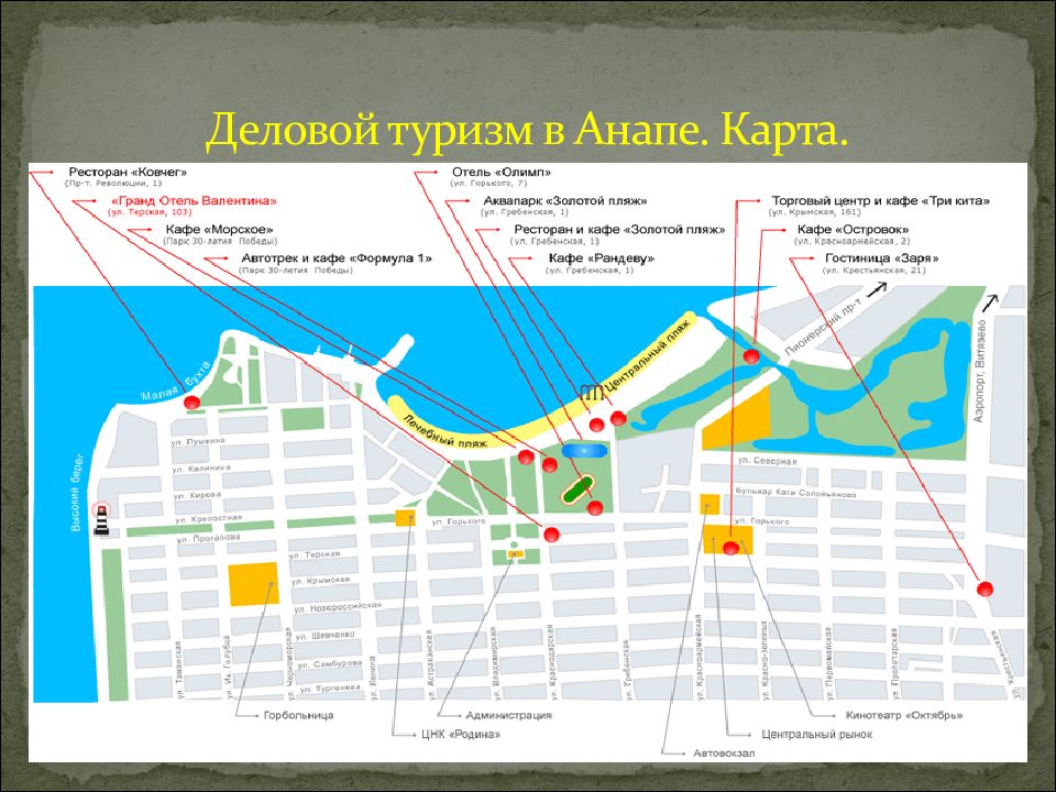 Карта анапы с санаториями пансионатами и отелями