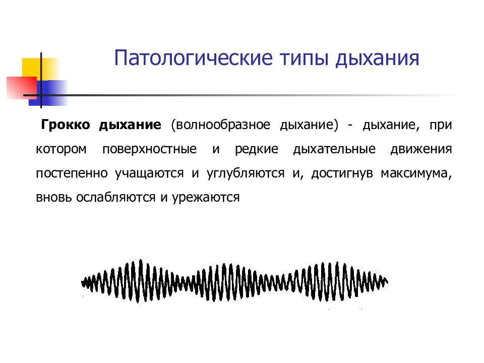 Типы дыхания рисунок. Патологические типы дыхания дыхание Грокко. Причины дыхания Грокко. Патологическое дыхание Грокка. Ритм дыхания патологические типы дыхания.