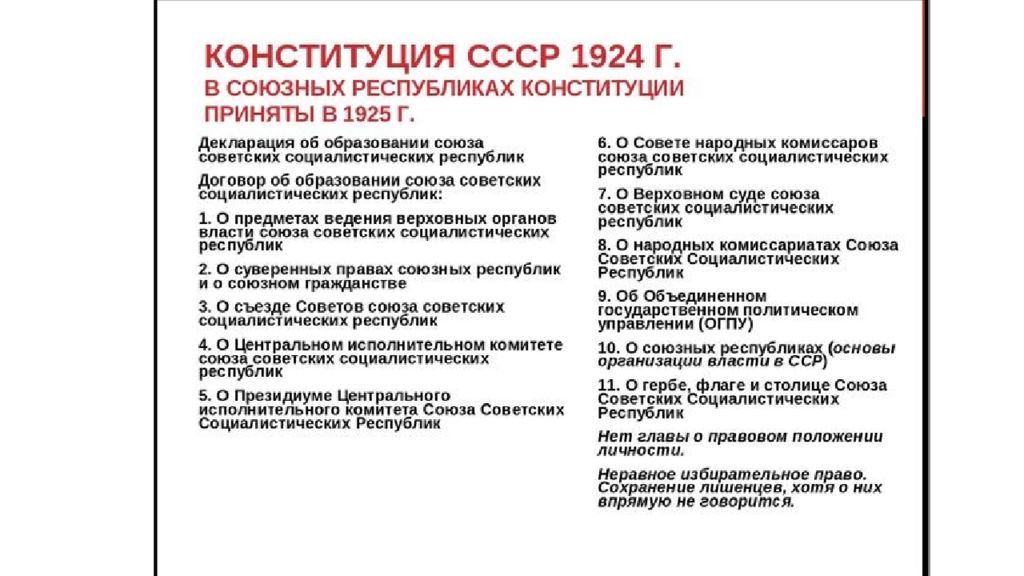Сравнение конституции 1924 и 1936