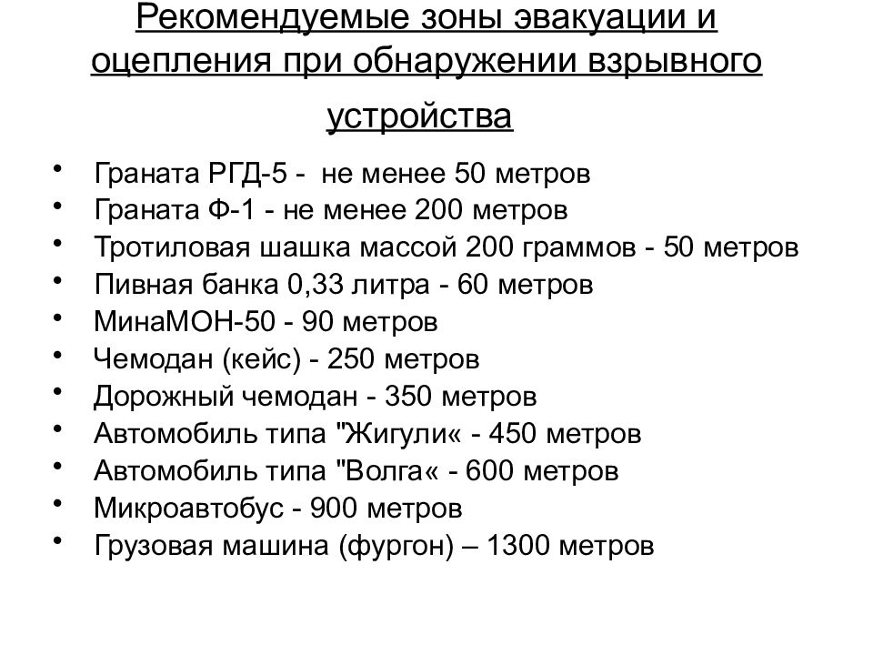 Какова рекомендуемая. Зоны эвакуации при обнаружении взрывного устройства. Рекомендуемые зоны эвакуации при обнаружении взрывного. Зона оцепления при обнаружении при обнаружении. Зона оцепления при обнаружении взрывного устройства.