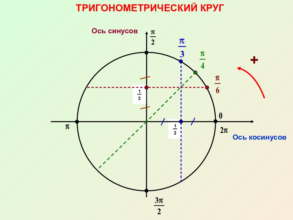 Схема окружности тригонометрия