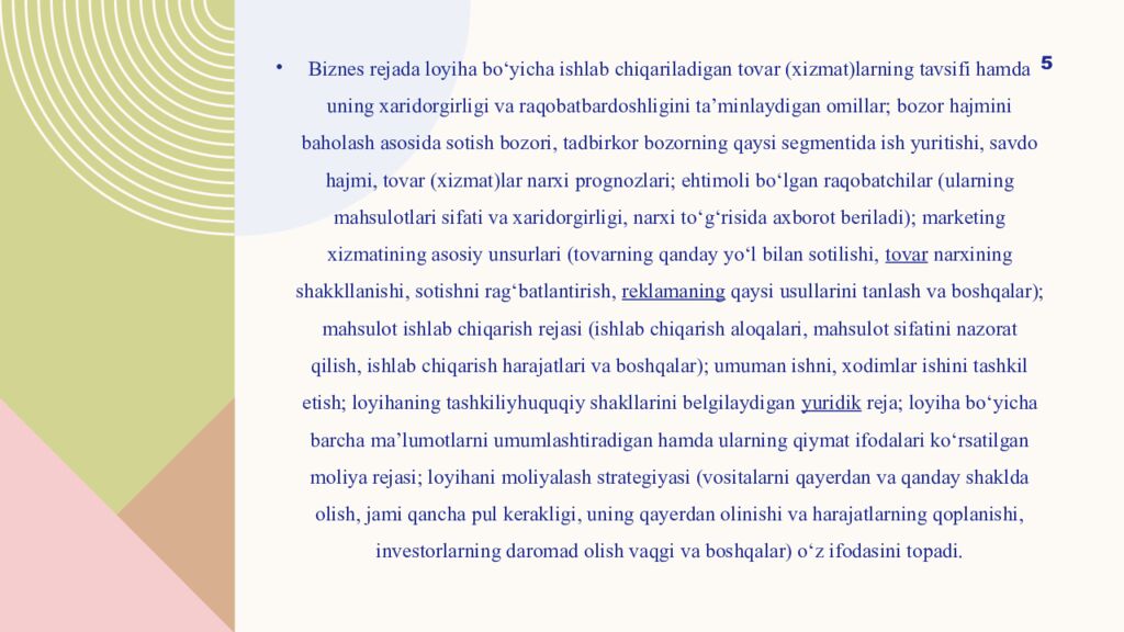Y axshi biznes-g‘oya va start-up loyihalarni tuzishning tadbirkorlik