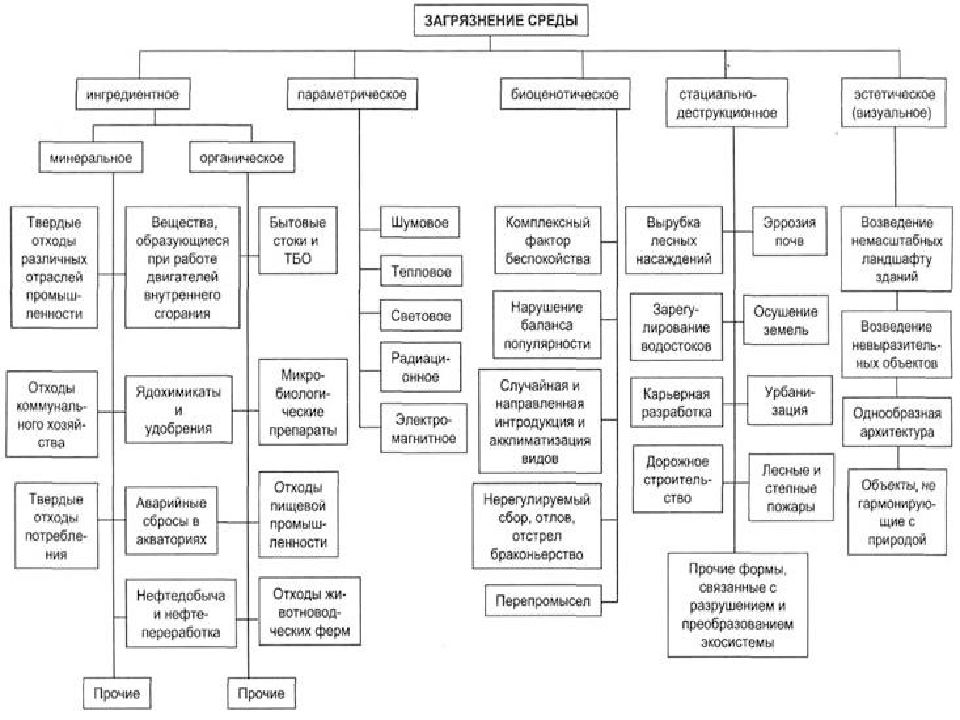 Схема загрязнения окружающей среды