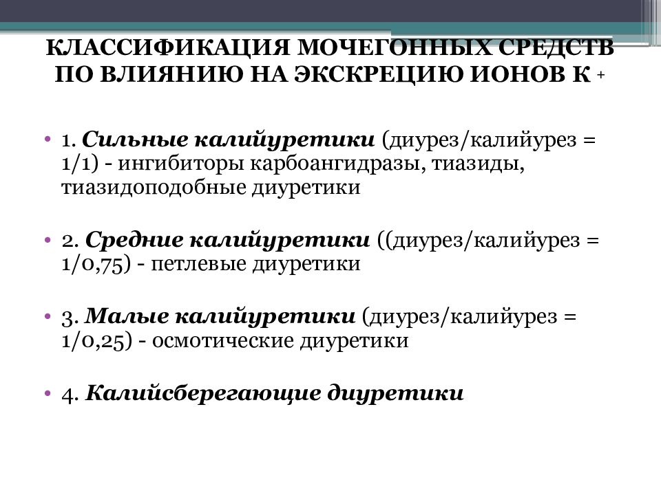 Мочегонные средства презентация по фармакологии