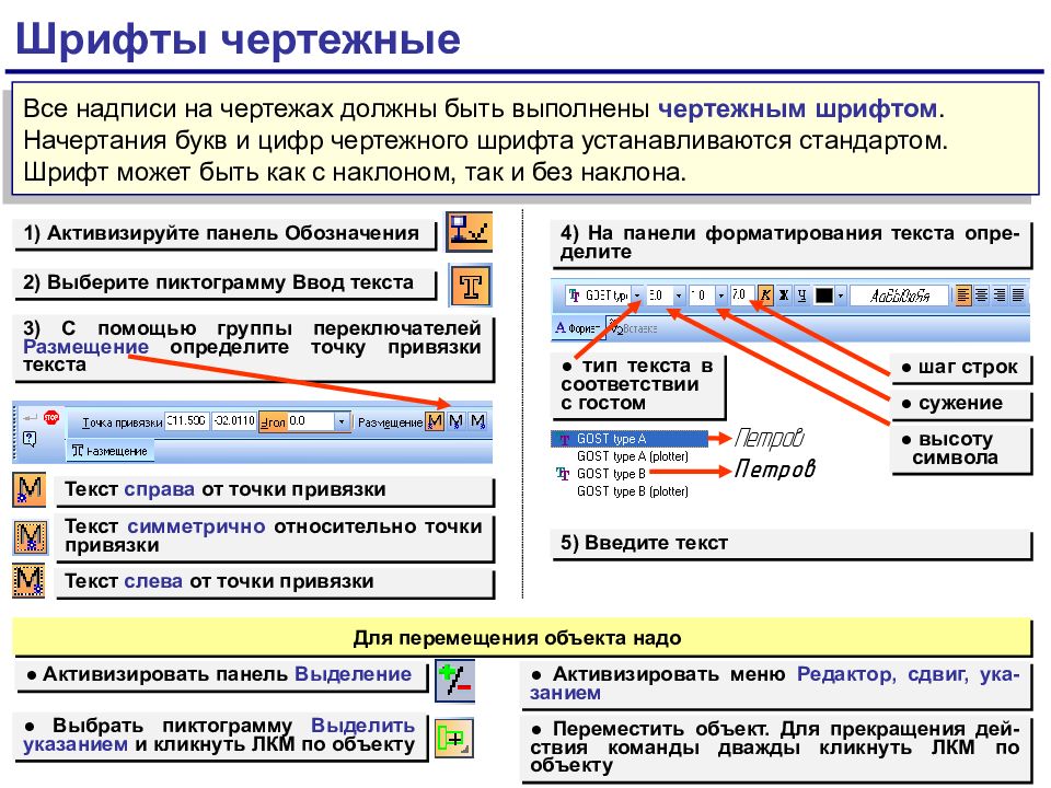 Все надписи на чертежах должны быть выполнены