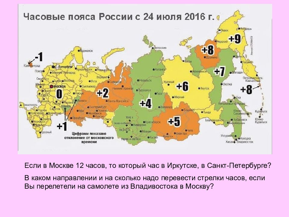 Карта россии с городами и часовыми поясами подробная