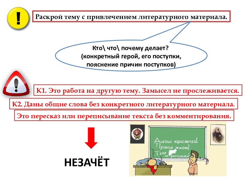 Тема не раскрыта. Без привлечения литературного материала это как.