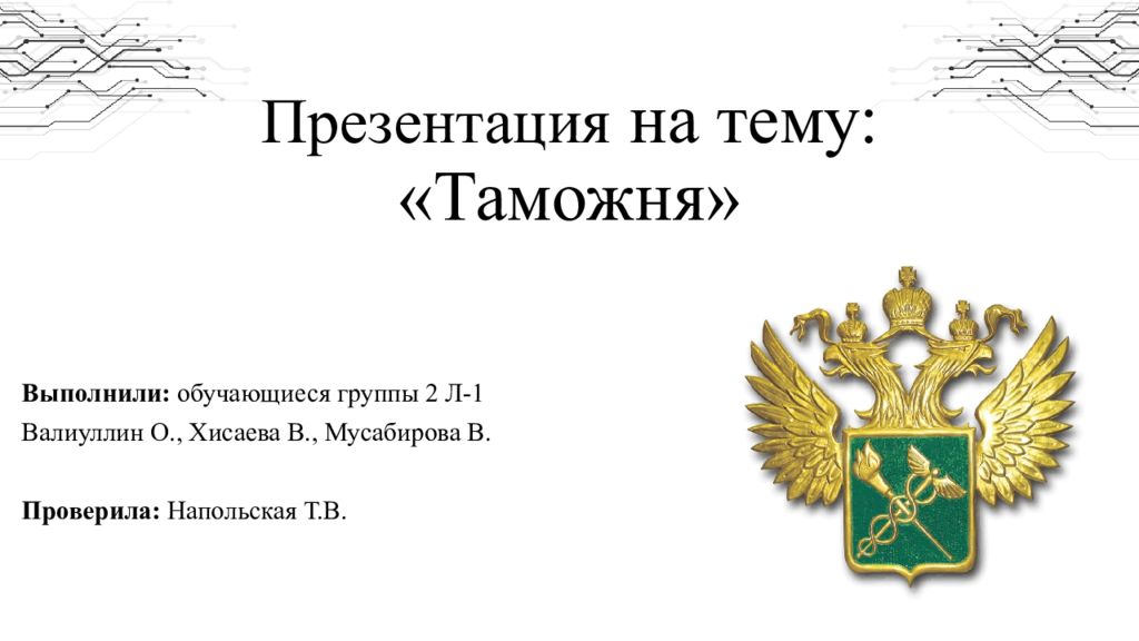 Шаблон презентации таможенное дело