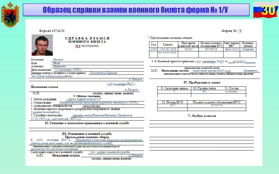 Справка вместо военного билета фото