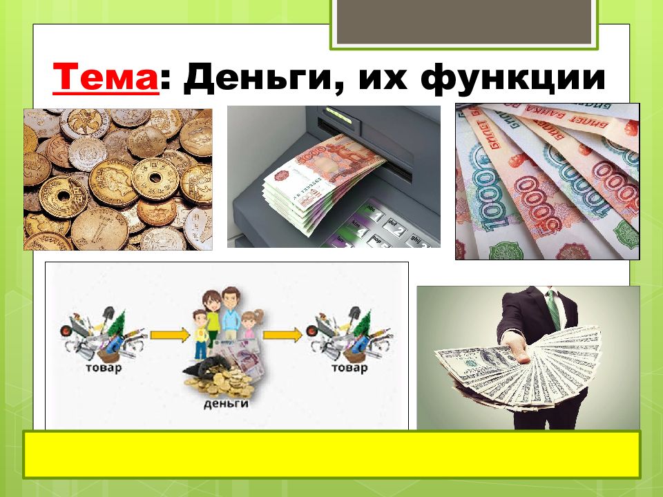 Тема : Деньги, их функции
