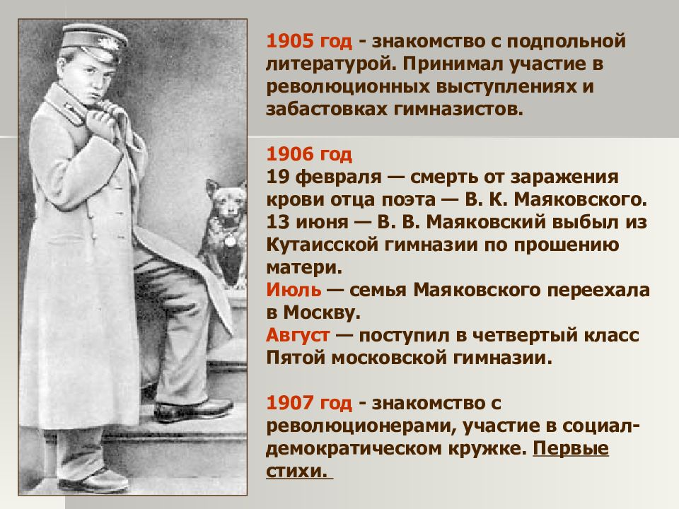 В течение года он познакомился. Маяковский 1905 года. Маяковский 1906.