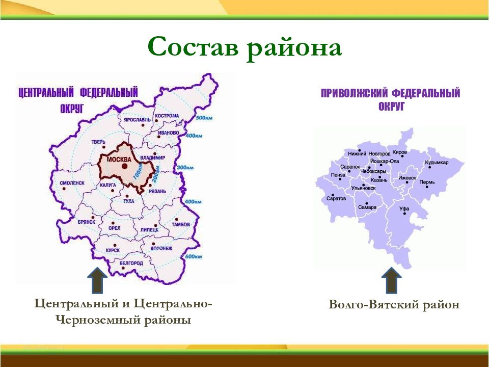 Центральный центрально черноземный и волго вятский район карта