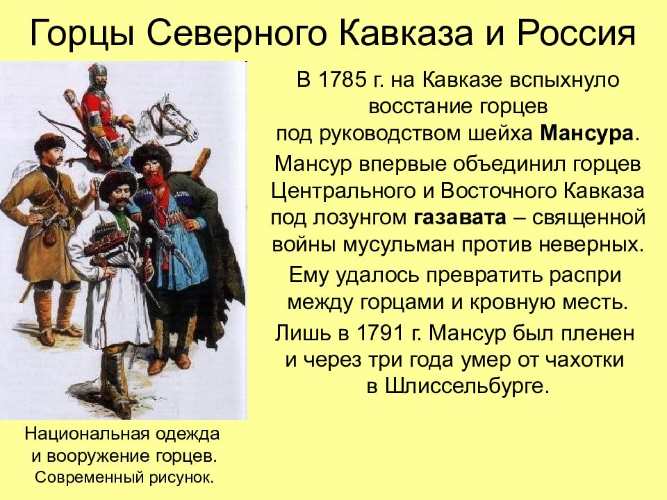 Народы северного кавказа в 17 веке презентация 7 класс история