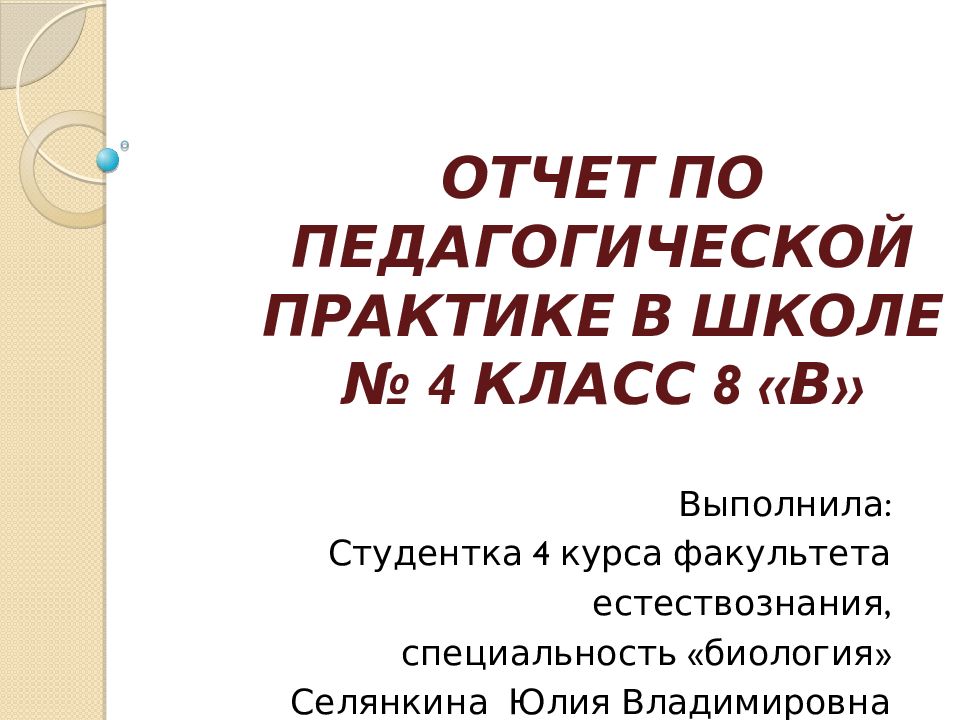 Отчет по учебной практике образец для студента учителя начальных классов