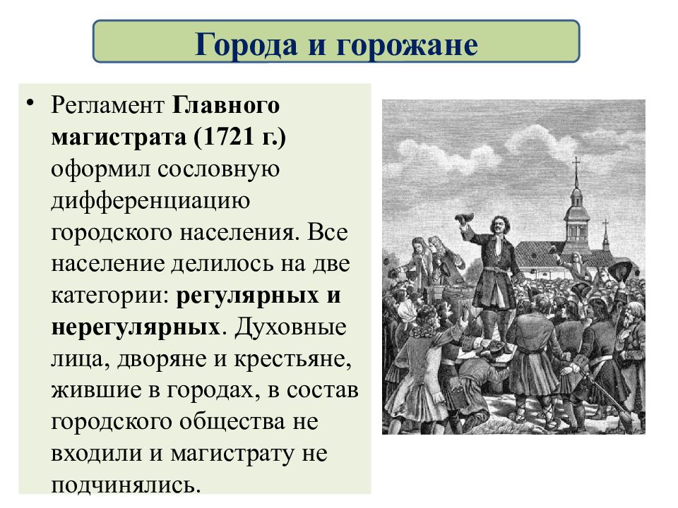 В 1720 петр 1 по западноевропейскому образцу учредил в российских городах из выборных году