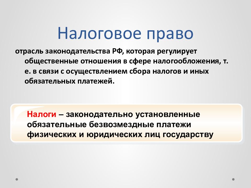 Налоговое право это