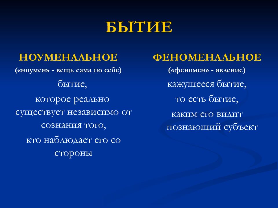 Существует независимо от сознания. Ноуменальное бытие. Феноменальное бытие в философии это. Ноуменальное бытие в философии это. Феноменальное бытие пример.