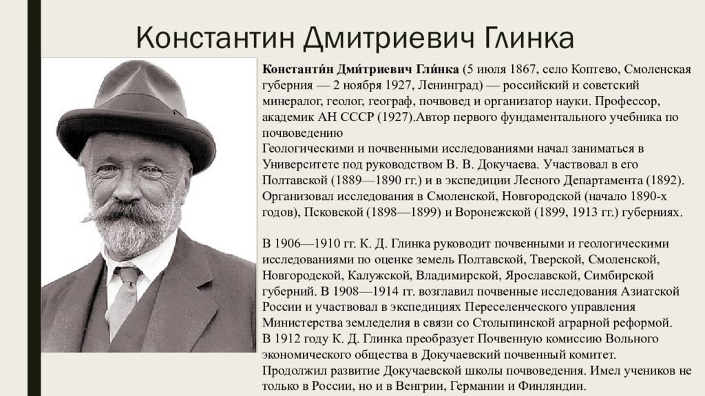 Имя дмитриевич. Константин Дмитриевич Глинка. Глинка почвовед. Ученые почвоведы Глинка. Глинка к.д. 