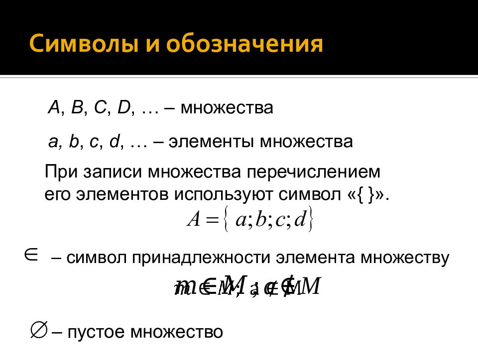 Как обозначаются множества. Теория множеств обозначения. Элементы теории множеств. Знаки в теории множеств. Символика теории множеств.