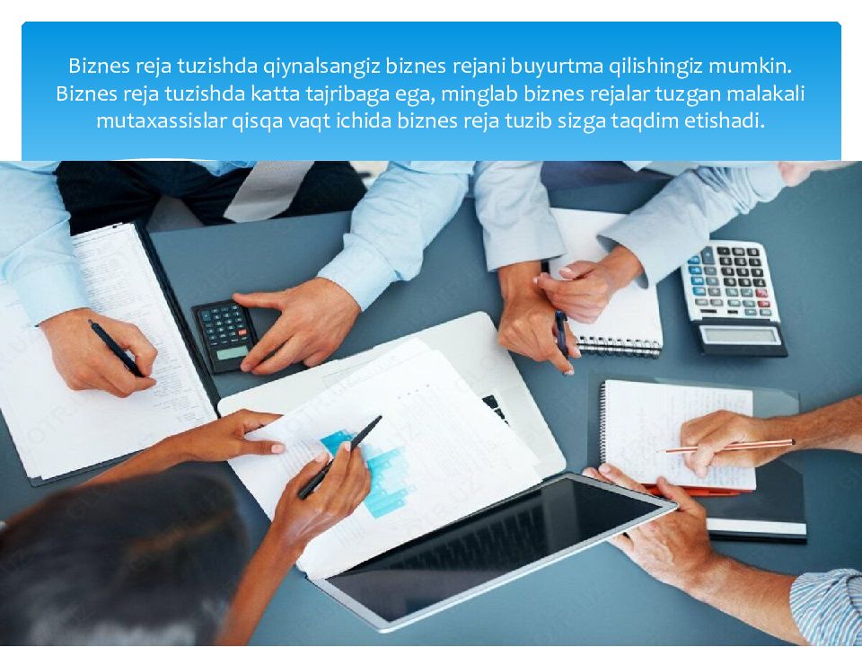Biznes reja, uning bo‘limlari va mazmuni Biznes reja tuzishda qiynalsangiz biznes rejani buyurtma qilishingiz mumkin. Biznes reja tuzishda katta tajribaga ega, minglab biznes rejalar tuzgan malakali