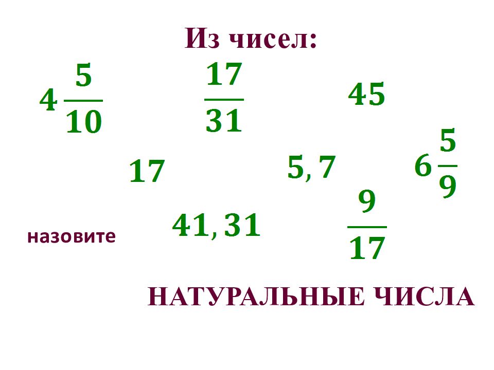 Из чисел: назовите НАТУРАЛЬНЫЕ ЧИСЛА