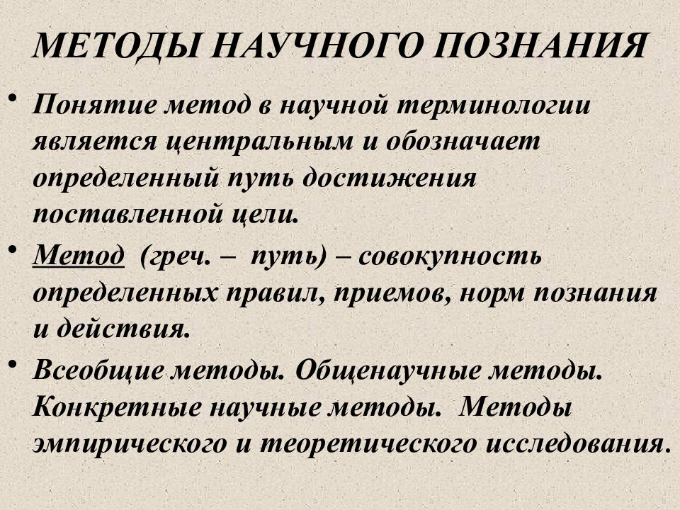 Методы научного познания термин. Современное понятие методы. Термины научного знания. Понятие метода и методологии познания.