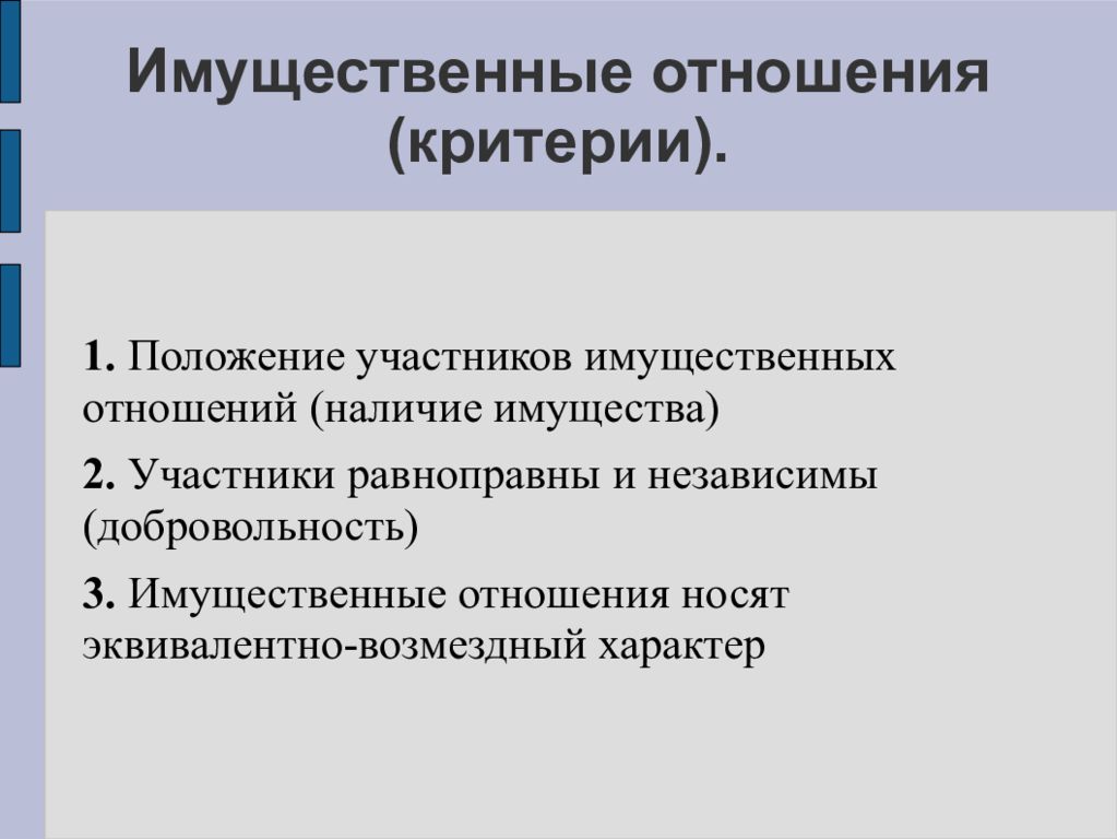 Имущественные отношения презентация