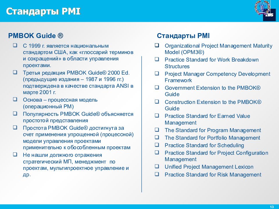 Управление проектами на основе стандарта pmi pmbok