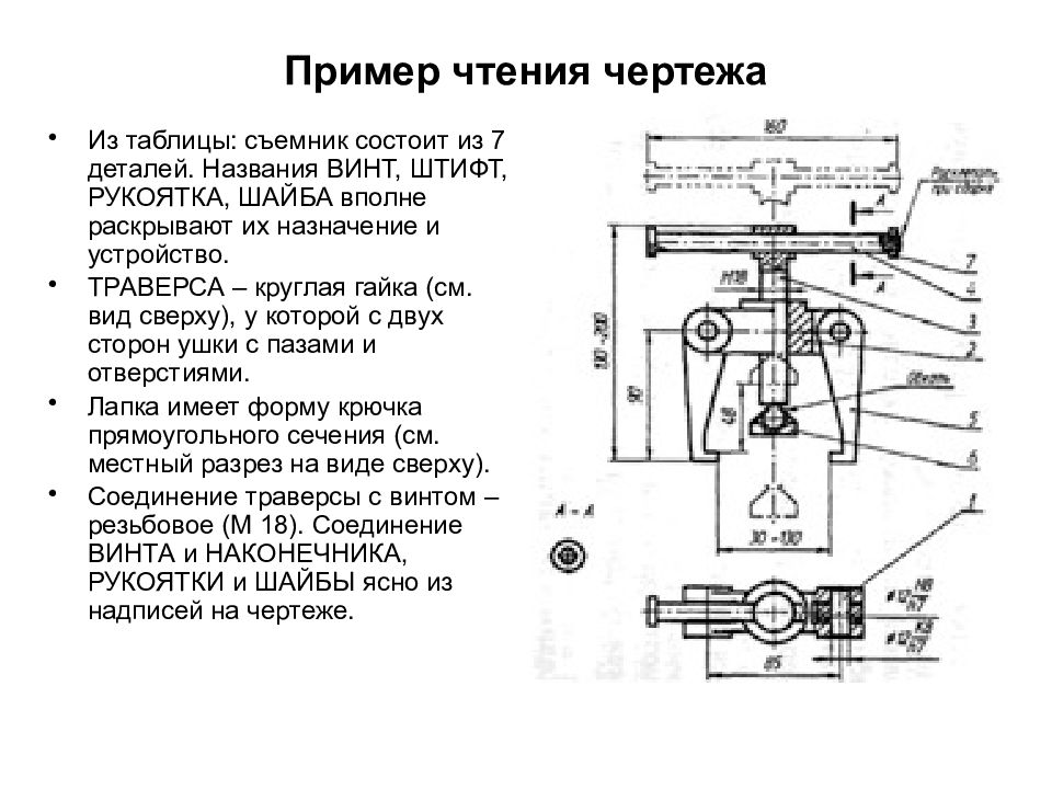 Установите последовательность чтения сборочного чертежа