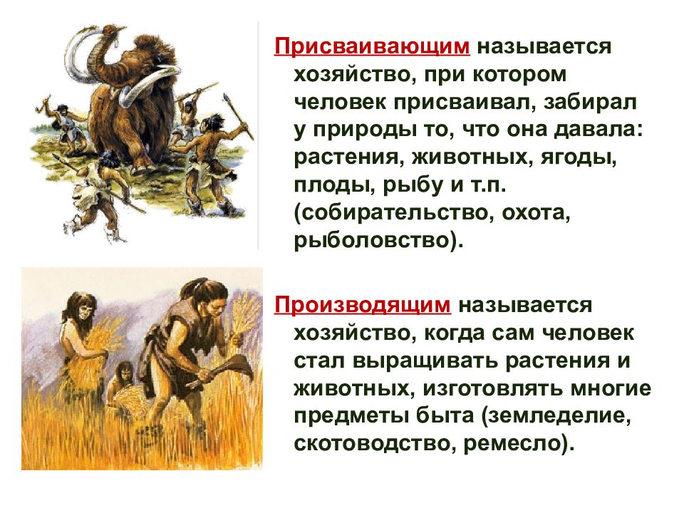 Производящее хозяйство что производят. Возникновение скотоводства 5 класс. Возникновение земледелия и скотоводства таблица. Присваивающий Тип хозяйства. Охота и собирательство земледелие и скотоводство.