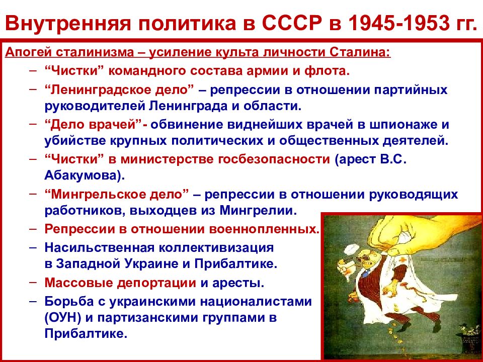 Внутренняя политика ссср в 1945 1953 гг презентация